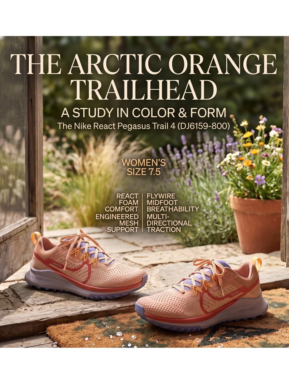 Nike React Pegasus Trail 4 Women's 7.5 Men's 6 Arctic Orange DJ6159-800 NWOT